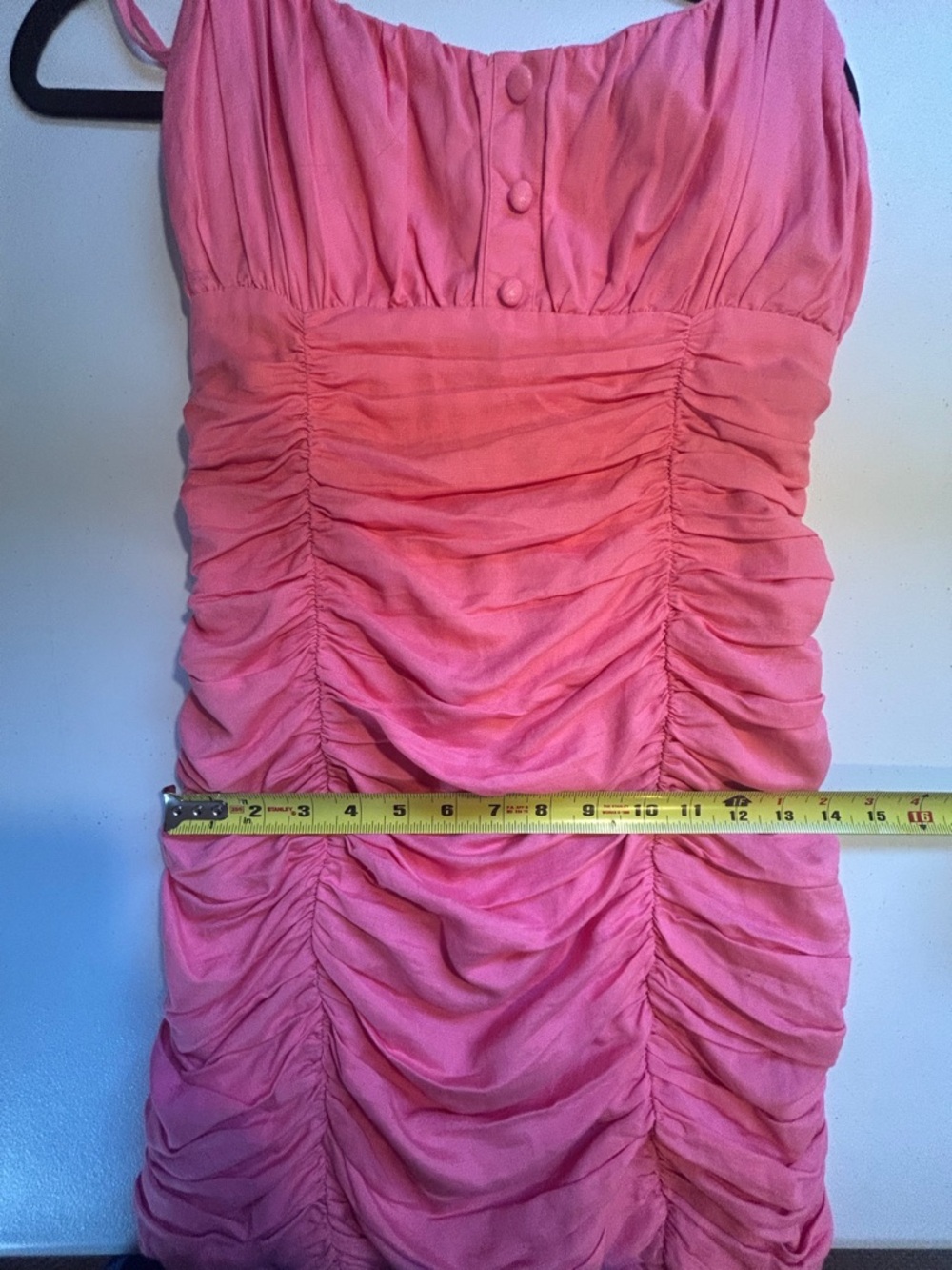 Madison The Label Linen Ruched Mini Dress Pink Strappy Bodycon Women Size Medium - Picture 11 of 11